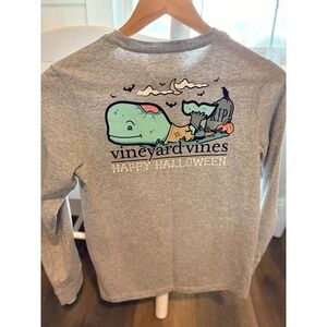 Vineyard Vines Halloween Whale Long Sleeve T-Shirt Youth M (12-14) Gray